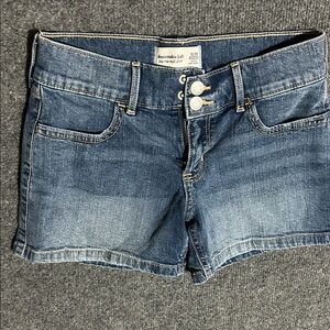 abercrombie kids blue denim double-button shorts